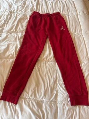 Jordan Kids Red Fleece Joggers with Jumpman Logo